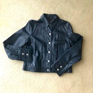 Banana Republic Genuine Leather Navy Jacket